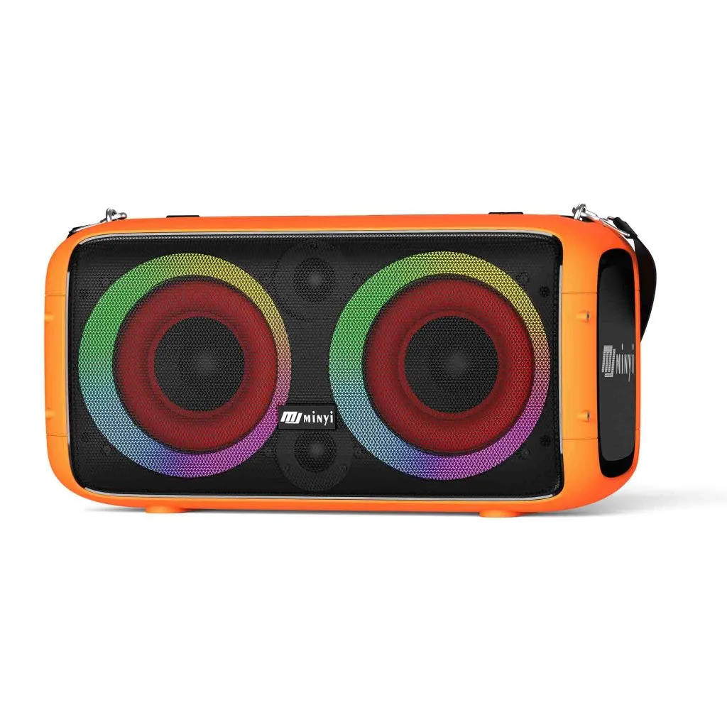 ZM-6C orange dual 8 inch boombox speaker with RGB woofer rings - view product details